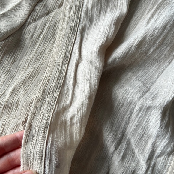 Mint Womens Cropped Collar Button Up Tan Textured Top Casual Cabana Preppy Small - Picture 7 of 10